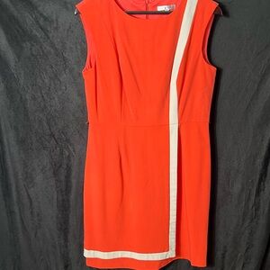 Sandra Darren Orange and White Sheath Mini Dress